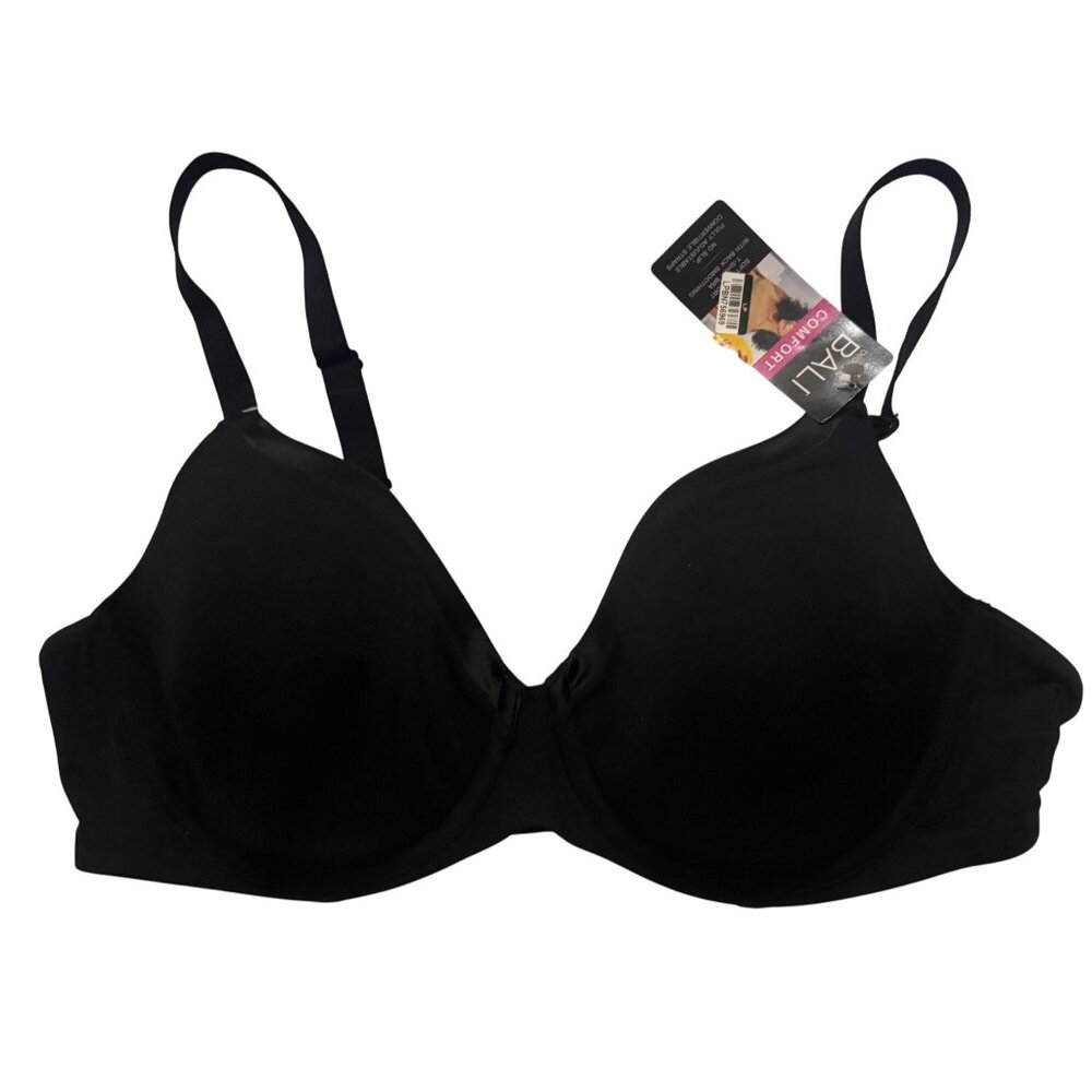 Soft New Black Bali Comfort T-Shirt Bra 42C With Back Smoothing & Adjustable St